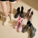Women's Chelsea Rain Boots with Elastic Panels and Comfort Sole - 2