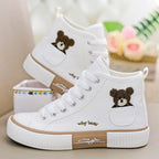 Women's High-Top Canvas Trainers with Embroidered Pocket Detail - 5