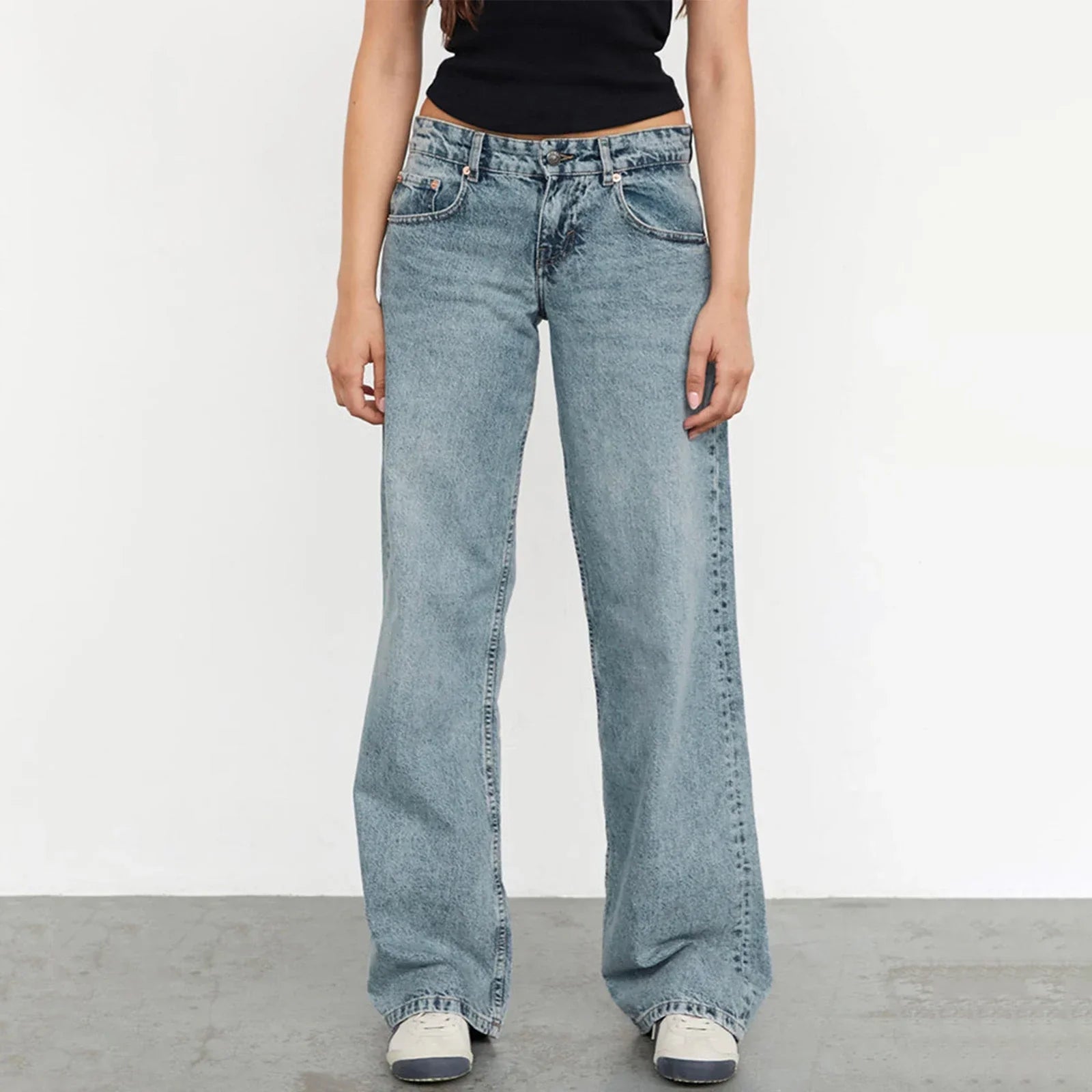 Women Wide Leg Jeans High Waist Relaxed Fit - Wash F