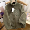 Women's Teddy Coat with High Collar and Zip Pocket - Shade C