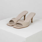Women's Heeled Sandal with Square Toe - 5