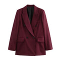 Women's Tailored Blazer Single-Breasted with Structured Fit - Burgundy