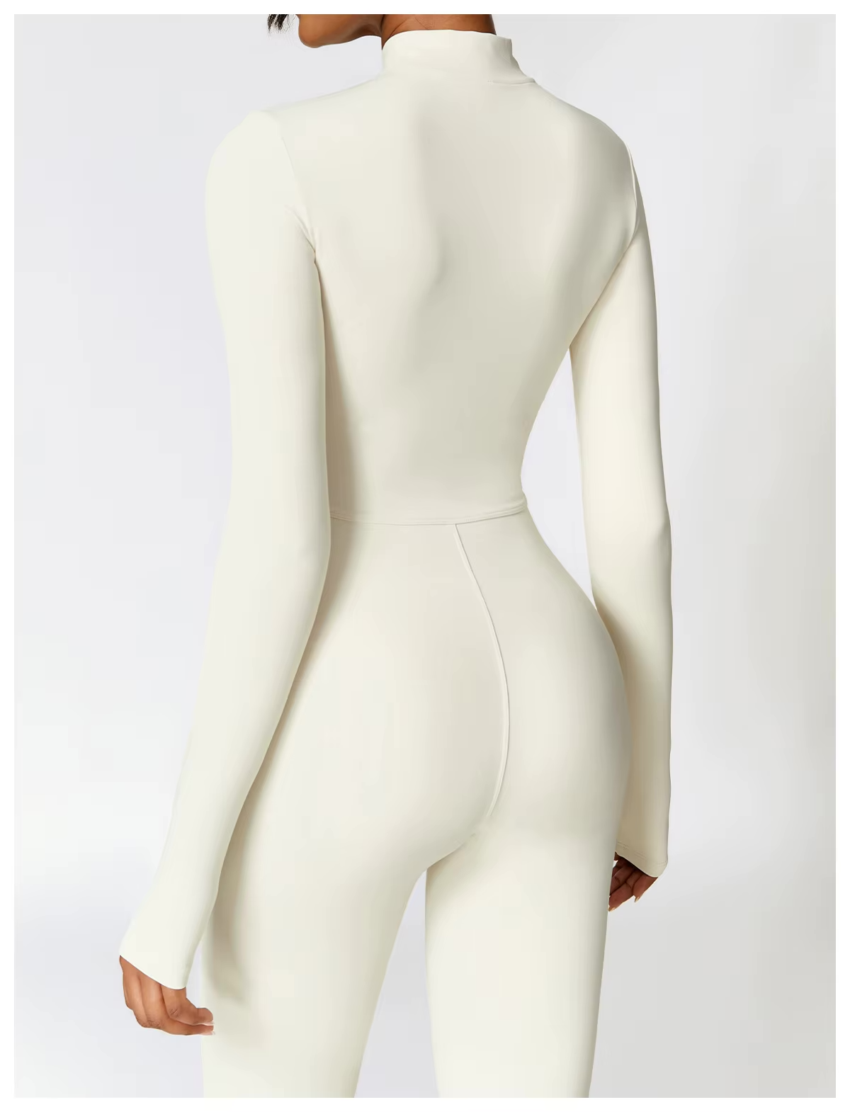 Women's Fleece Lined Jumpsuit with Zip Neckline and Long Sleeves - 6