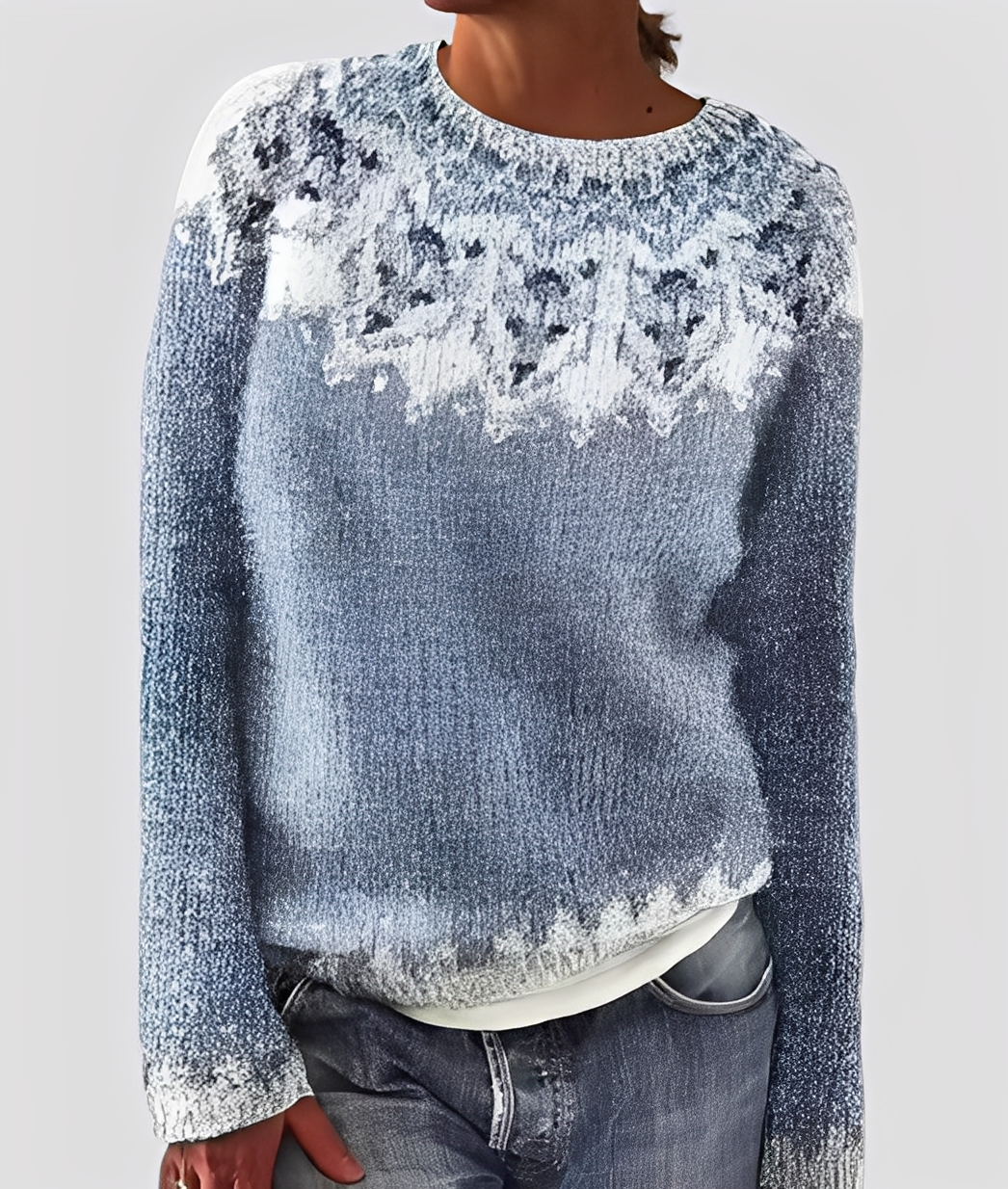 Women's Marled Crew Neck Jumper Relaxed Fit - Light Blue