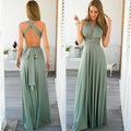 Women's Multiway Wrap Maxi Dress with Adjustable Straps - Green