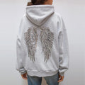 Women's Hoodie with Sequin Angel Wing Back Print - 2