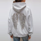 Women's Hoodie with Sequin Angel Wing Back Print - 2
