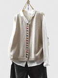 Women's Sleeveless Cardigan with V-Neck and Button Front - Off-white