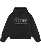 Unisex Hoodie with Rhinestone Statement Text and Relaxed Fit - Black