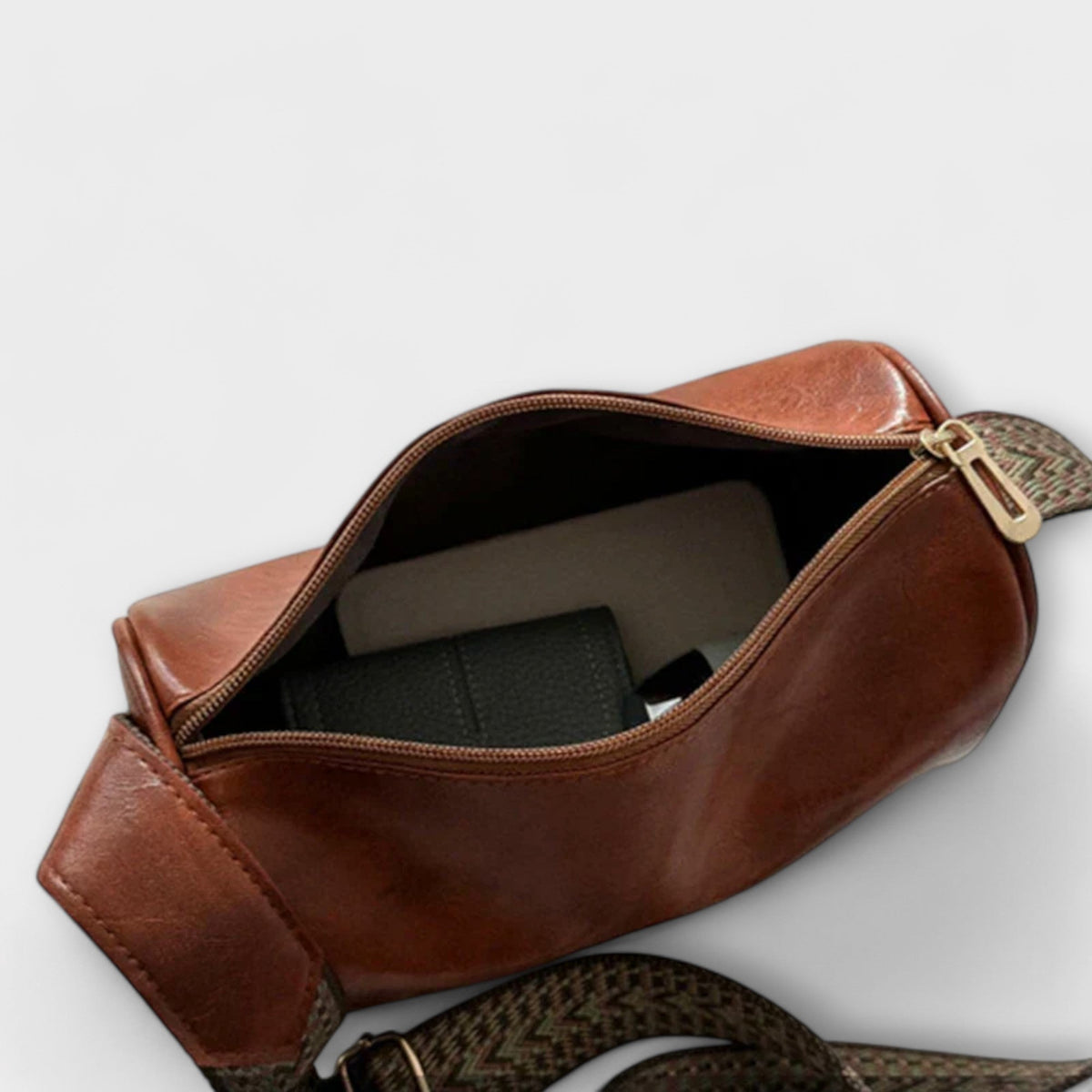 Women's Crossbody Bag with Woven Adjustable Strap - 5
