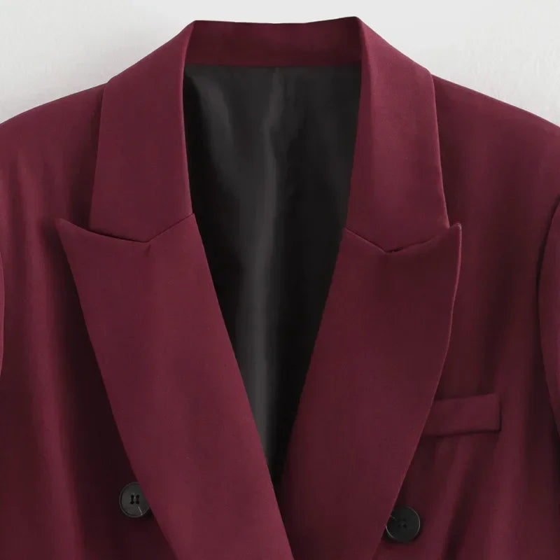 Women's Oversized Longline Blazer with Notched Lapel - 6