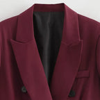 Women's Oversized Longline Blazer with Notched Lapel - 6