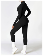 Women's Fleece Lined Jumpsuit with Zip Neckline and Long Sleeves - 14
