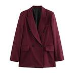 Women's Oversized Longline Blazer with Notched Lapel - 2