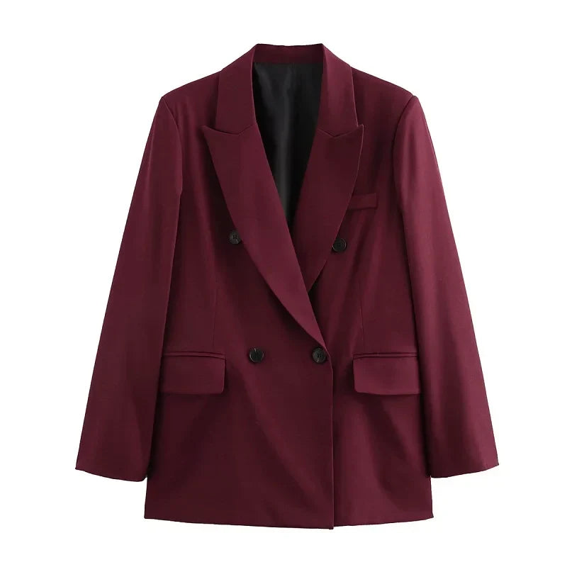 Women's Oversized Longline Blazer with Notched Lapel - 2