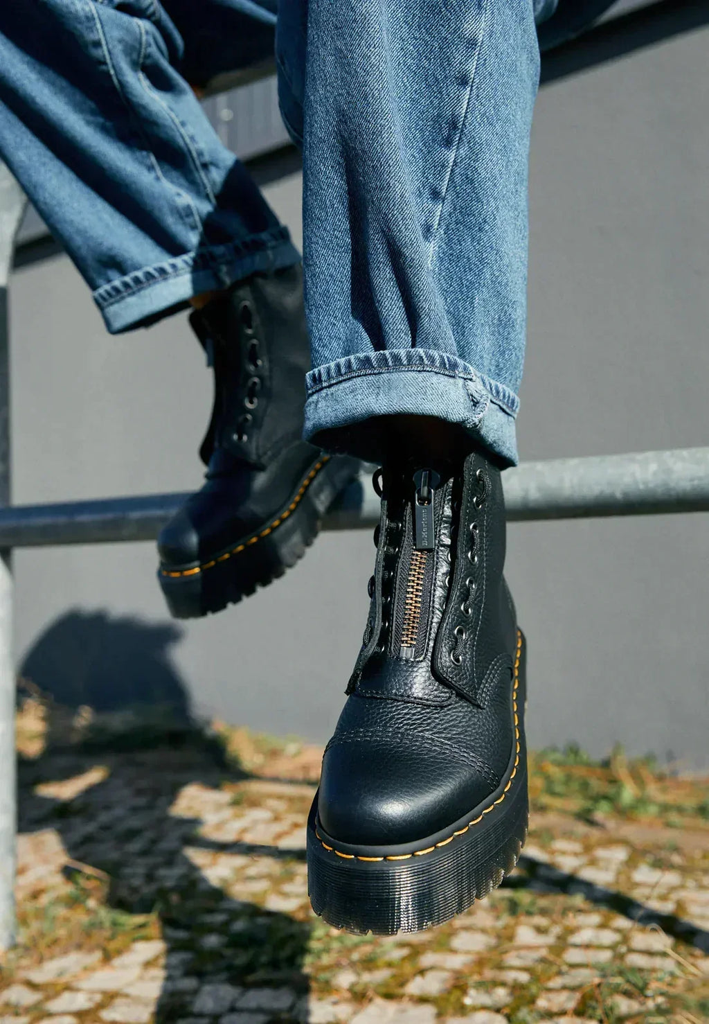 Women's Chunky Platform Boots with Zip Closure - 2