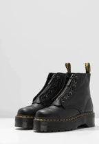 Women's Chunky Platform Boots with Zip Closure - 6