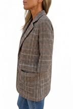 Women's Blazer Checked Notch Lapel with Pockets - 2