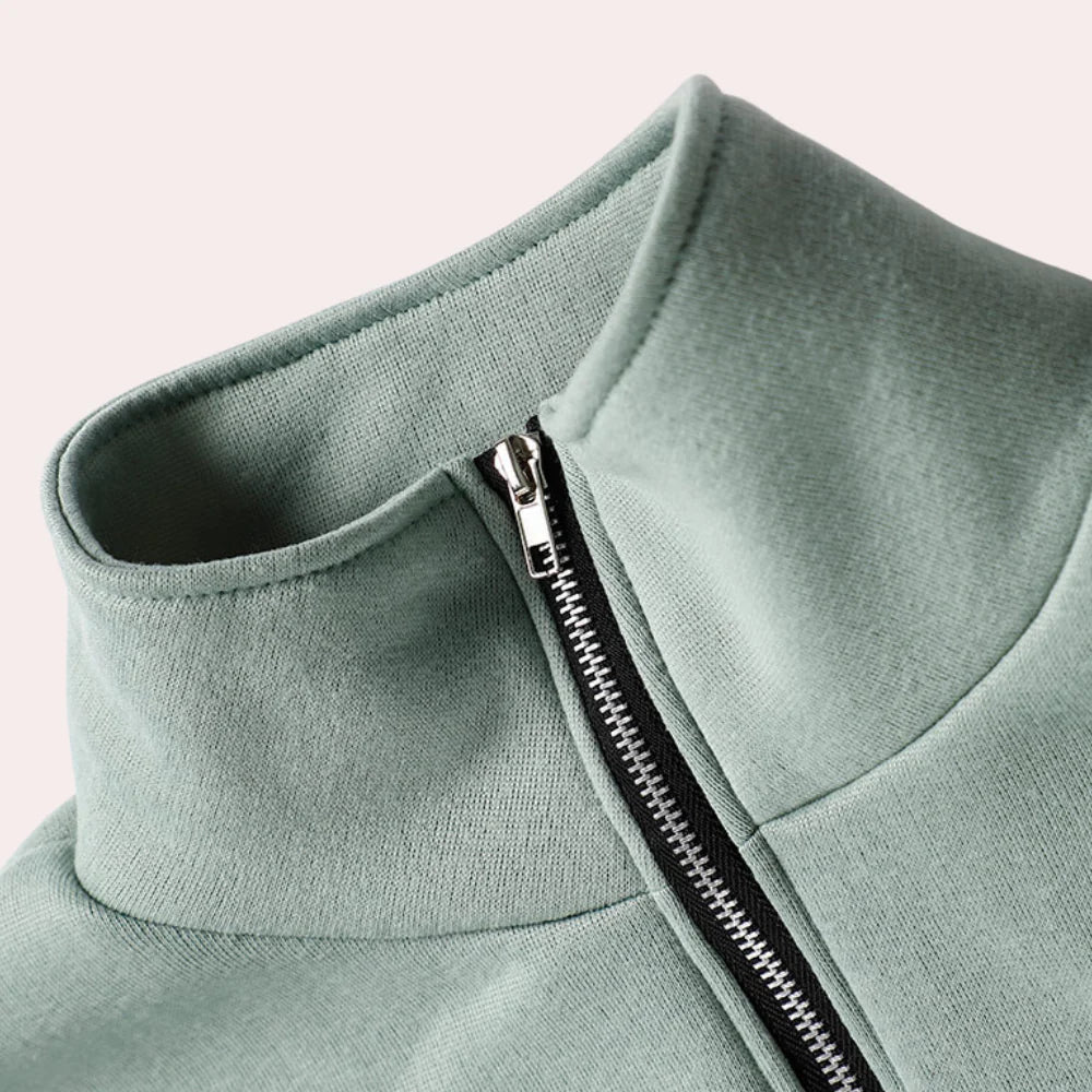 Women's Half-Zip Tracksuit Set with Long Sleeves - 10