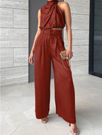 Women's Halterneck Top and Wide Leg Trousers Set - 10