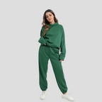 Women's Hoodie and Jogger Set Relaxed Lounge Wear - Dark Green