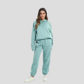 Women's Hoodie and Jogger Set Relaxed Lounge Wear - Light Green