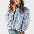 Women's Jumper Loose Fit with Round Neck and Long Sleeves - Blue