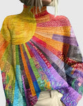 Women's Jumper with Roll Neck and Relaxed Fit - Multicoloured