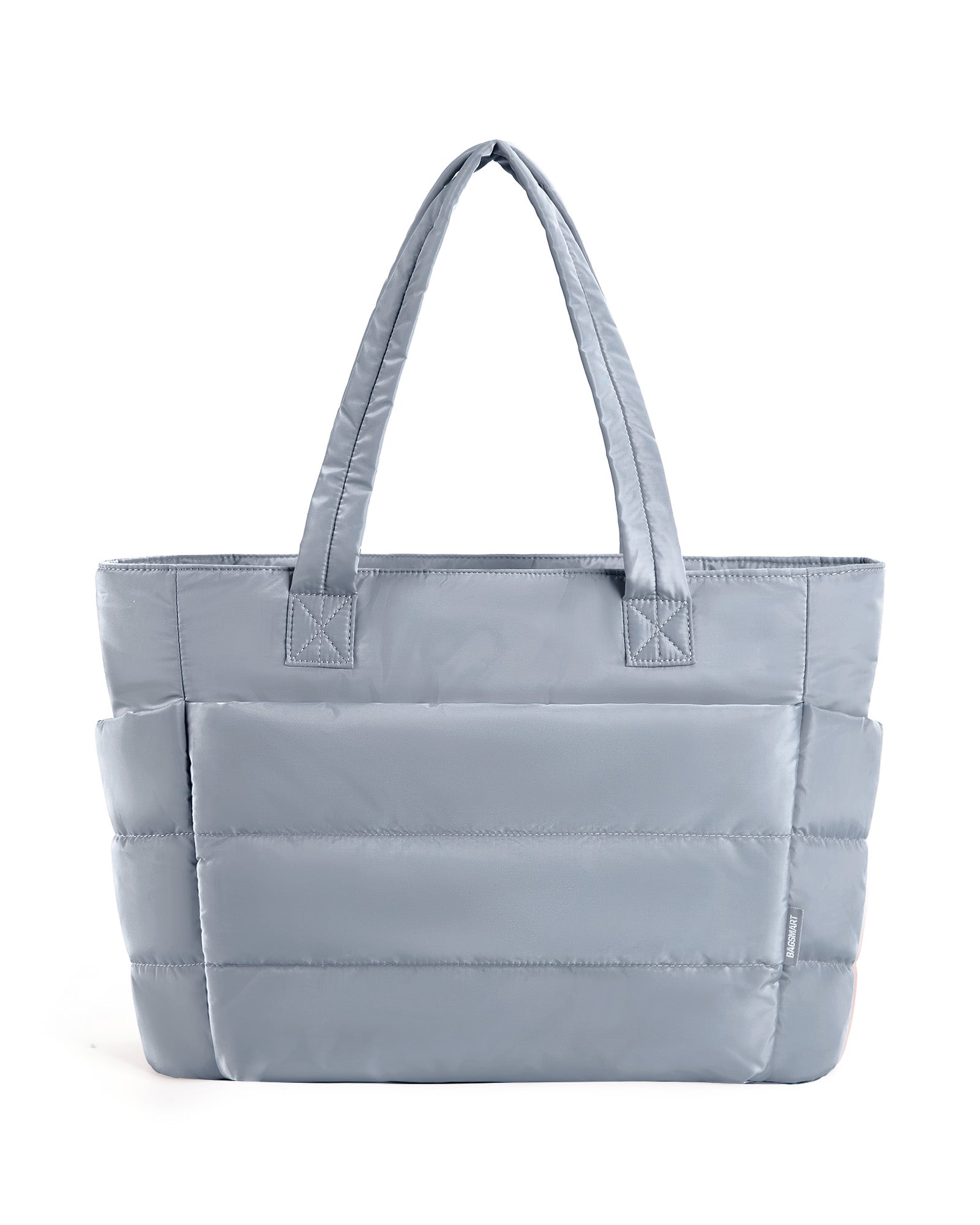 Women's Quilted Tote Bag with Padded Shoulder Straps - Dark Grey