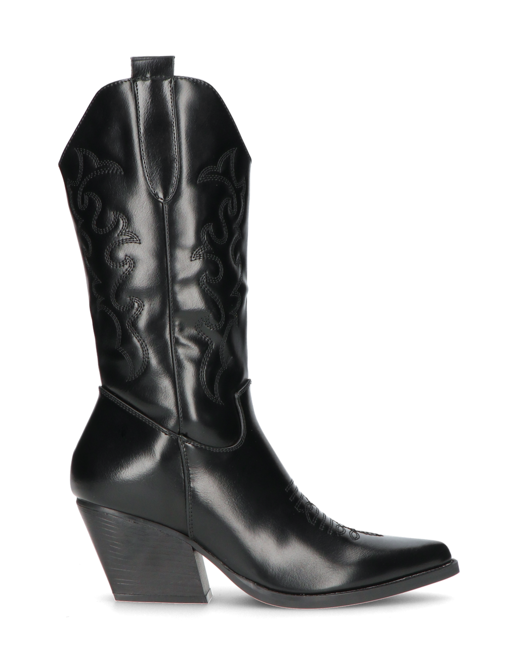 Women's Western Cowboy Boots with Embroidered Shaft and Block Heel - 2