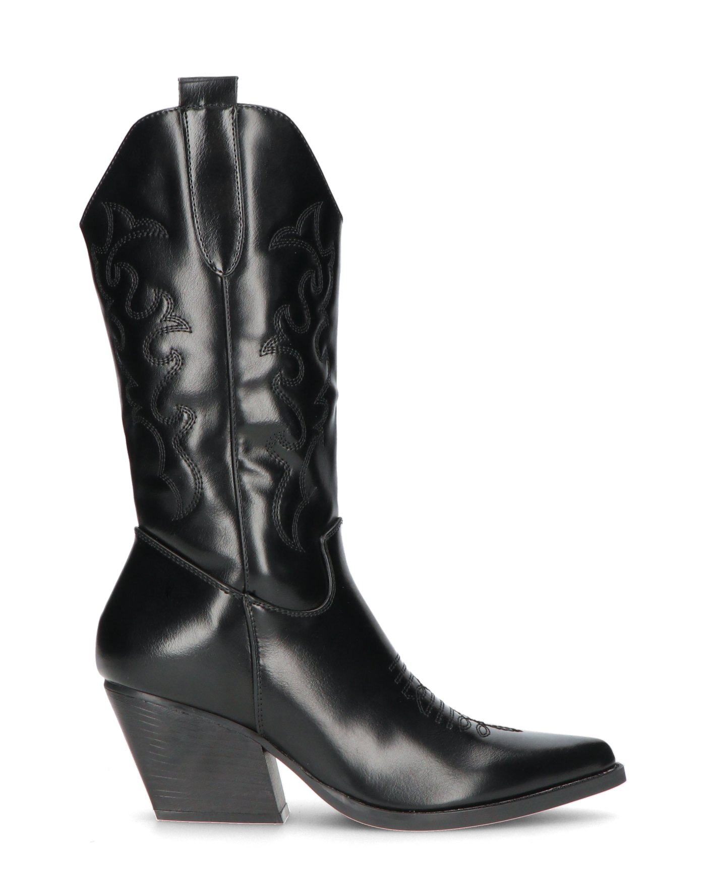 Women's Western Cowboy Boots with Embroidered Shaft and Block Heel - 2