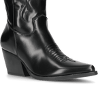 Women's Western Cowboy Boots with Embroidered Shaft and Block Heel - 4