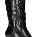Women's Western Cowboy Boots with Embroidered Shaft and Block Heel - 5