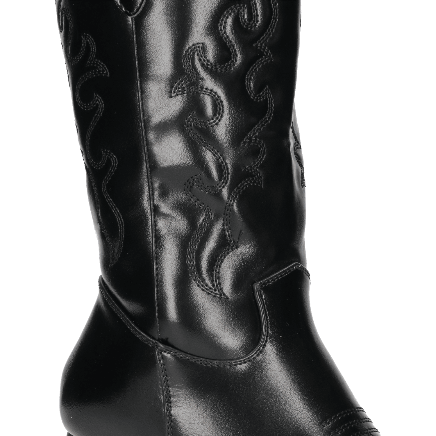 Women's Western Cowboy Boots with Embroidered Shaft and Block Heel - 5