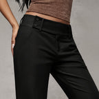 Women's Flared Trousers with Pockets and High Waist - 5
