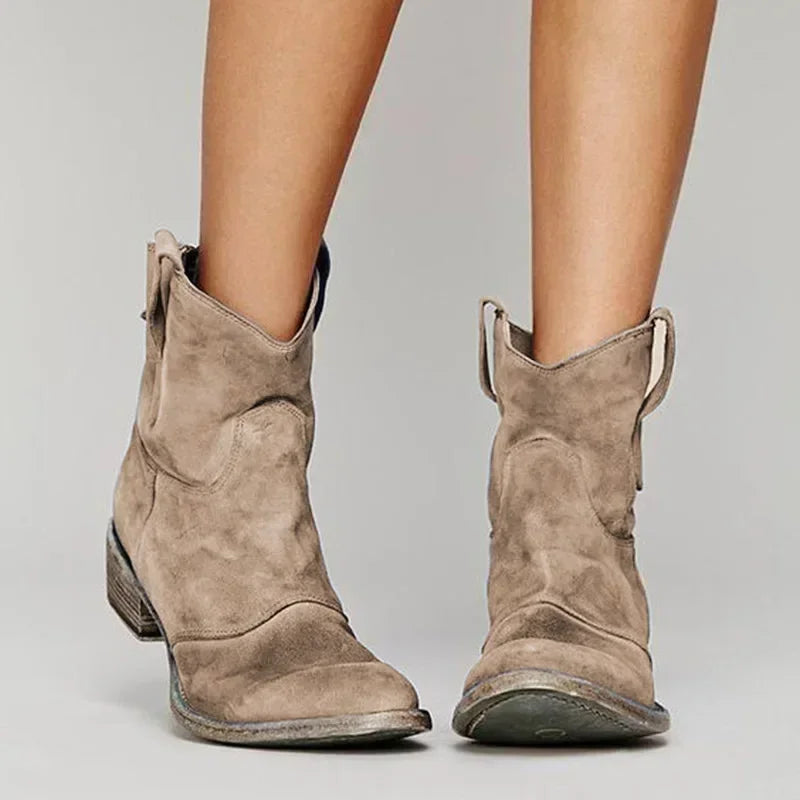 Women's Western Ankle Boots with Stitched Detailing