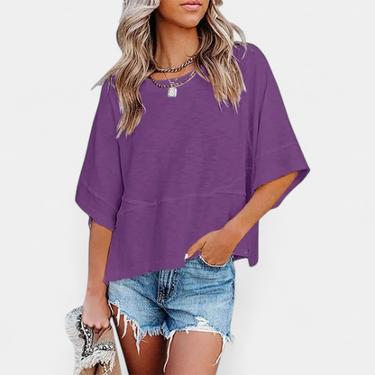 Women's Casual Batwing Sleeve Blouse - Violet