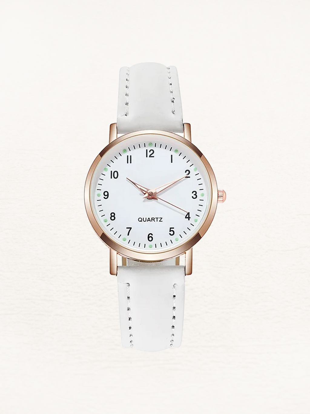 Women's Watch with Slim Strap and Round Case - White