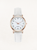 Women's Watch with Slim Strap and Round Case - White