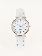 Women's Watch with Slim Strap and Round Case - White
