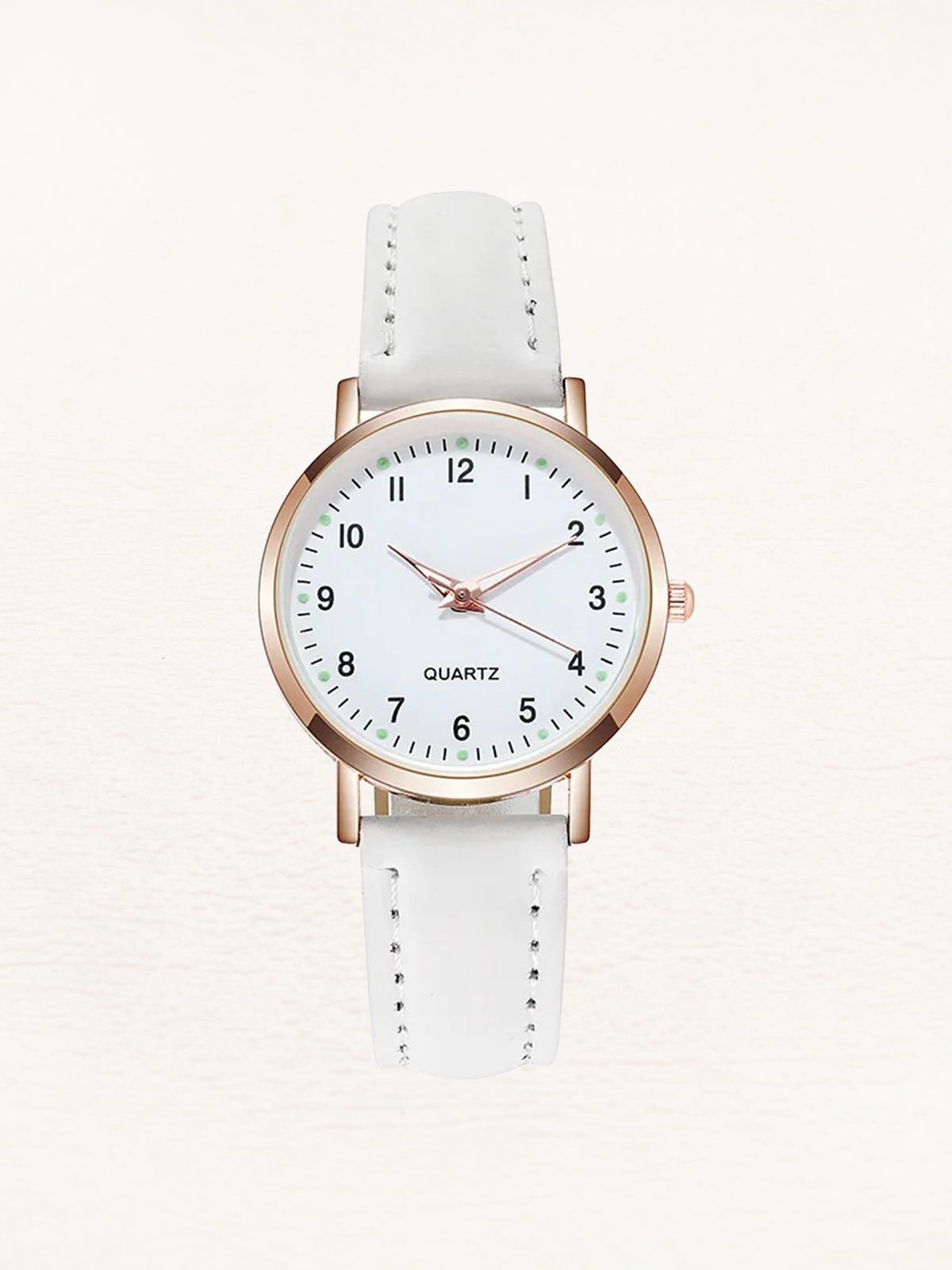 Women's Watch with Slim Strap and Round Case - White