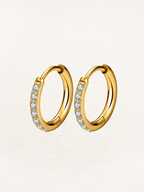 Women's Huggie Hoop Earrings with Pavé Crystal Detail - 2
