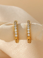 Women's Huggie Hoop Earrings with Pavé Crystal Detail - 5