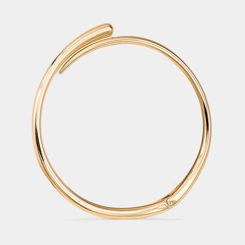 Women's Open Collar Choker Necklace with Sculpted Torque Shape - 3