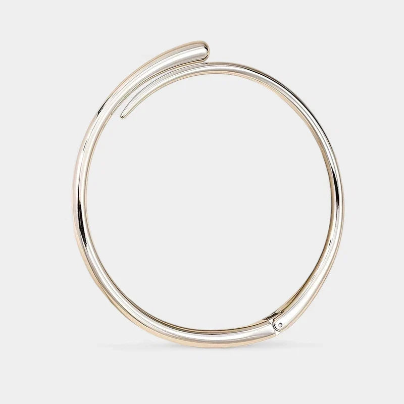 Women's Open Collar Choker Necklace with Sculpted Torque Shape - 6