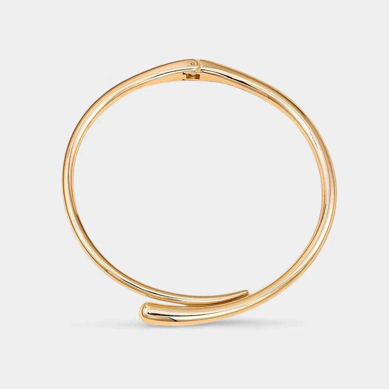 Women's Open Collar Choker Necklace with Sculpted Torque Shape - 5