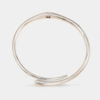 Women's Open Collar Choker Necklace with Sculpted Torque Shape - Silver