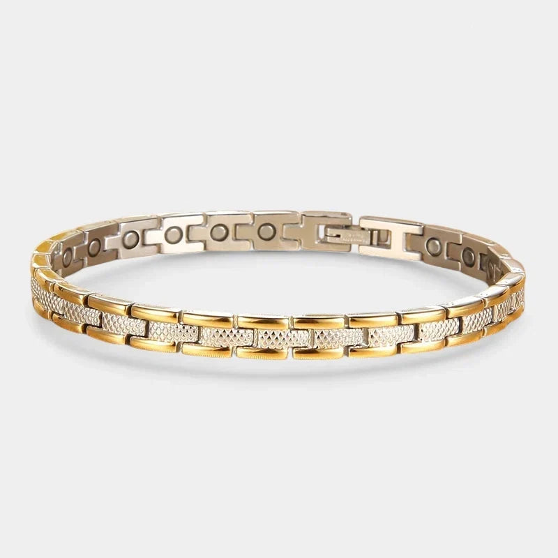 Women's Bracelet with Magnetic Clasp and Adjustable Link Chain - Silver & Gold