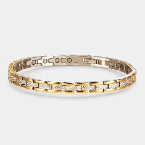 Women's Bracelet with Magnetic Clasp and Adjustable Link Chain - Silver & Gold