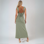 Women's Fit and Flare Midi Dress with Sweetheart Neckline - 5